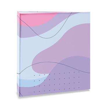 Imagem de Álbum de fotos Ical, encadernação tradicional, para 120 fotos 10x15cm - envelope plástico transparente - linha Formas - modelo ondas azul e lavanda - 348