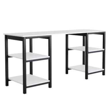 Imagem de Home Office Escrivaninha Mesa de Estudo Sem Prateleira 1,70 Metros Computador Innovare Escritório Quarto (Branco com Preto)