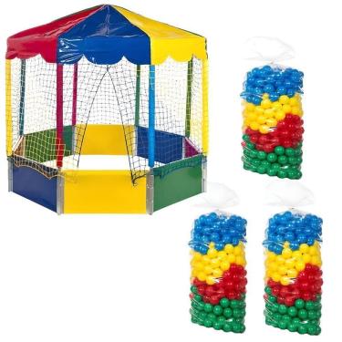 Imagem de Kit Infantil Piscina De Bolinhas 2,00m Oitavada Octogonal + 1500 Unidades Bolinhas Coloridas