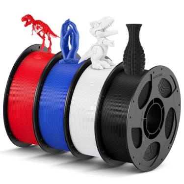 Imagem de ANYCUBIC Pacote de filamento PLA de 1,75 mm, 4 kg preto + branco + azul + vermelho