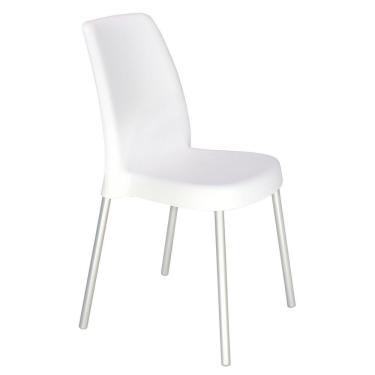 Imagem de Cadeira Tramontina Vanda Branca Sem Braços Em Polipropileno Com Pernas Anodizadas Tramo...