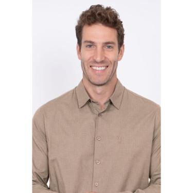 Imagem de Camisa Aleatory Fil a Fil Manga Longa Khaki-Masculino