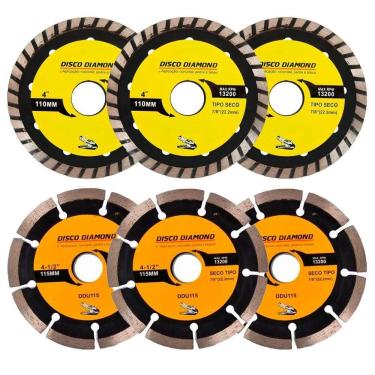 Imagem de Kit 6 Disco Serra Circular 115mm-100mm Mármore Concreto