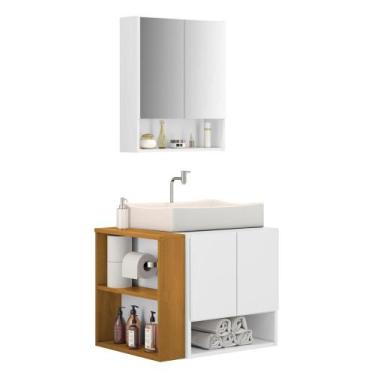 Imagem de Gabinete Troia com Espelheira Cuba Dalla Branca e Papeleira - Loja Doc