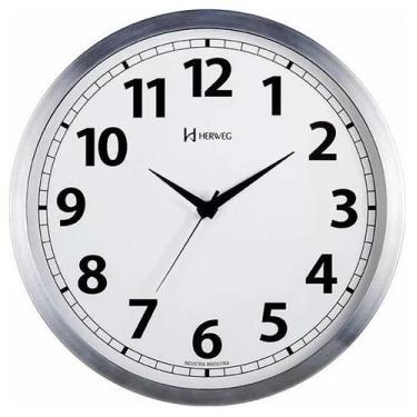 Imagem de Relógio De Parede Herweg Step 6710 Alumínio Escovado 24cm