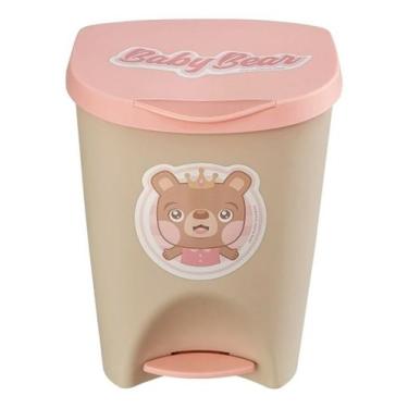 Imagem de Lixeira Infantil C/ Pedal Baby Bear Rosa Usual Utilidades