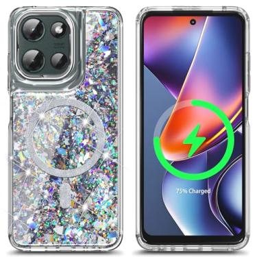 Imagem de YZB Capa magnética para Motorola Moto-G-2025, pedra de cristal | Compatível com MagSafe, glitter brilhante, resistente a arranhões, capa de telefone fofa para mulheres meninas e crianças