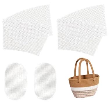 Imagem de 2 conjuntos de folhas de lona de saco de crochê, folhas de tela de plástico de malha transparente para fazer sacos de balde de crochê, bordados, projetos de artesanato de fio acrílico (branco)