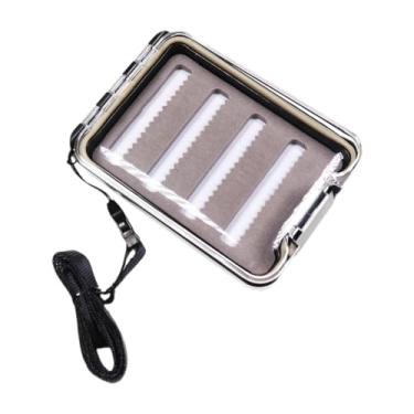 Imagem de Fenteer Caixa de Pesca com Mosca à Prova D'água Recipiente de Armazenamento Fácil de Pegar Caixas de Jig Organizador Leve Tampa Transparente Estojo para, Cinza, Lado Único