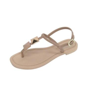 Imagem de Sandália Salomé Rasteira Feminina SPIKES Miss Miss 50040, Caqui, 35