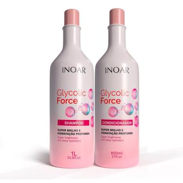 Imagem de Kit Shampoo Inoar Glycolic Force Super Brilho e Hidratação Profunda 1 Litro e Condicionador 800ml