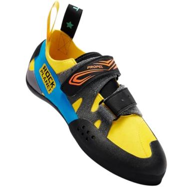Imagem de CASTIRON LIFT Tênis de escalada respirável sem cadarço design leve para treinamento de academia Boulder sistema de fecho de velcro unissex, Amarelo, 8.5 Narrow Women/7.5 Narrow Men