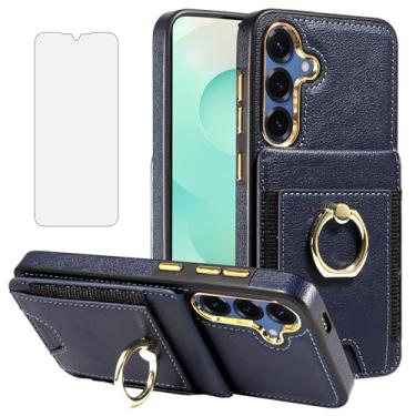 Imagem de Capa de telefone para Samsung Galaxy S24 Plus/S25 Plus S24+ S25+ 5G Capa carteira com protetor de tela, suporte de cartão de couro, anel com bloqueio de RFID, suporte S24Plus 24S + S 24 24+ S25Plus