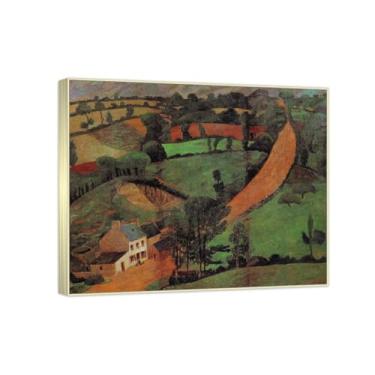 Imagem de RYLJCZ Reprodução de pinturas a óleo de Paul Sérusier - Le Chemin- Impressão de arte de paisagem vintage - Arte de parede em tela para decorações de casa e escritório 55 x 66 cm (21,5 x 26 polegadas