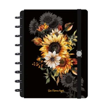 Imagem de Caderno de Disco Inteligente Personalizado Iscool M Floriografia Girassóis Preto