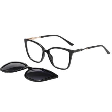 Imagem de Óculos Armação 2 em 1 Clip-On Feminino Valen Frizz Preto