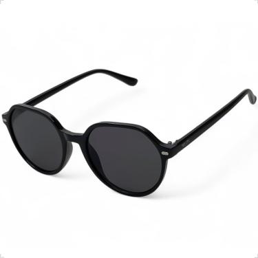 Imagem de Óculos De Sol Redondo Unissex Cacimba Solon Glasses Fashion Preto Premium Com Proteção Uv400 Retrô Moderno Moda Praiana Hypada Casual Feminino - Case Rigida + Flanela + Limpa Lentes 25ml