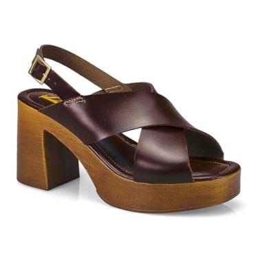 Imagem de Tamanco Feminino Sandália Fivela Salto Alto Grosso Bloco Madeira 007-010 (Café, BR, Adulto, Numérico, 35)