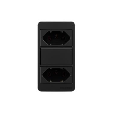 Imagem de Placa para Condulete Caixa 3/4" com Tomada Dupla 2P+T 20A MarGirius Sleek Preto Ebony