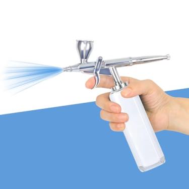 Imagem de I-BEAUTEE Kit de aerógrafo sem fio de alto fluxo de ar, compressor de escova de ar portátil sem fio, mini escova de ar recarregável, pistola de aerógrafo portátil para barbeiro, pintura de modelo