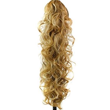 Imagem de S-ssoy 31" (78 cm) feminino cacheado rabo de cavalo pedaço de cabelo sintético clipe de garra de rabo de cavalo ondulado longo ondulado em extensões de extensão de cabelo longo/volumoso peruca para