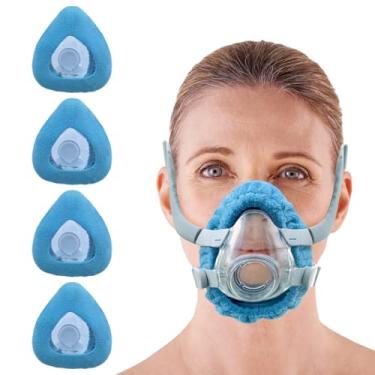 Imagem de NATAKU Pacote com 4 forros de máscara CPAP' médios compatíveis com almofadas F20 para máscaras faciais, capas de almofada acolchoadas confortáveis reutilizáveis, absorvem óleos faciais e umidade para
