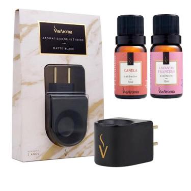 Imagem de Aparelho Aromatizador Elétrico Porcelana Preto Via Aroma Com Essencia 