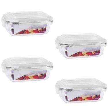 Imagem de Kit 4 Pote De 1520ML Com Tampa Trava Hermética Para Alimentos - Belaka