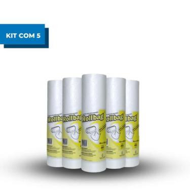 Imagem de Kit Com 5 Bobinas Picotadas Roll Bag Cozinha 40x60 C/ 400 Sacos Roll B