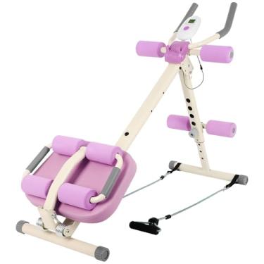 Imagem de Máquina de abdômen multifuncional, equipamento de treino abdominal ajustável, máquina de abdominais e sentar para treino de estômago, treinador abdominal dobrável com proteção de joelho e costas