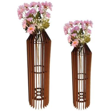 Imagem de Vaso de Chão Decorativo Grande MDF PENEDO - LENOBRE, Marrom, Kit com 2