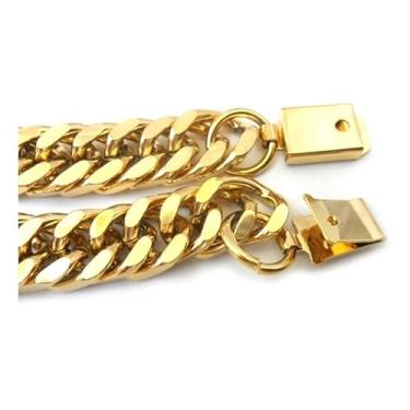 Imagem de Pulseira Masculina Elo Duplo Grumet 10mm 20cm Grossa Aço Inoxidável Banhada a Ouro 18k Banho Triplo Italiano Exclusivo Le Essence