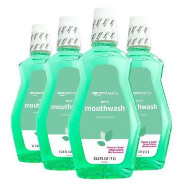 Imagem de Enxaguante bucal Amazon Basics Fresh Breath Mint 1L (pacote com 4)