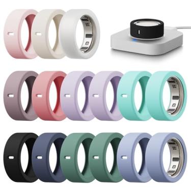 Imagem de Hexasider Pacote com 15 capas compatíveis com Oura Ring Gen 4/Gen 3 Horizon/Gen 3 Heritage, capa de silicone antiarranhões para Oura Ring Protector para mulheres e homens, academia, suporta
