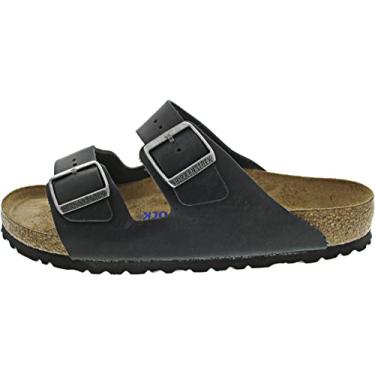 Imagem de Sand lia masculina Birkenstock Arizona SF com 2 al as, palmilha de corti a macia, Preto, 10