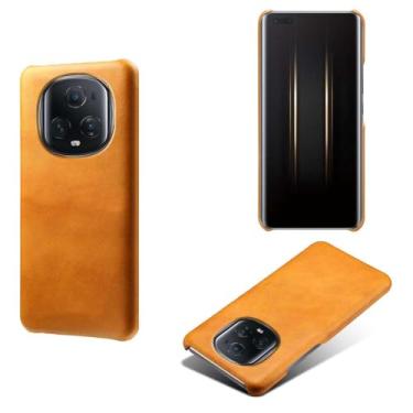 Imagem de Capa para Honor Magic 5 Ultimate,Proteção contra quedas,Casca de volta de cor sólida simples,Design de couro de imitação de plástico-Orange