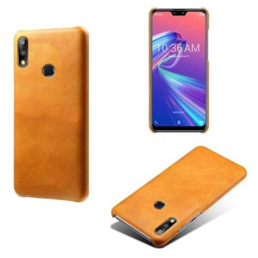 Imagem de Capa para Asus Zenfone Max PRO(M2) ZB631KL,Proteção contra quedas,Casca de volta de cor sólida simples,Design de couro de imitação de plástico-Orange