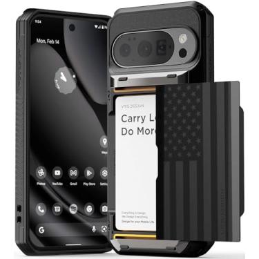 Imagem de VRS DESIGN Damda Glide Pro para Pixel 10 / Pixel 10 Pro (2025) – Capa carteira robusta com suporte de cartão semiautomático resistente [4 cartões] Capa protetora para celular (Liberty Black