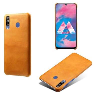Imagem de Capa para Samsung Galaxy M30,Proteção contra quedas,Casca de volta de cor sólida simples,Design de couro de imitação de plástico-Orange