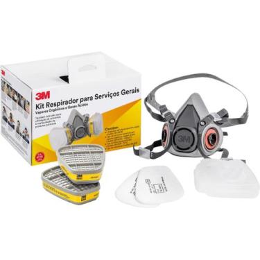 Imagem de Kit respirador semifacial 6200 com cartucho de filtros 6003 amarelo, H