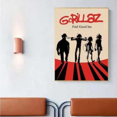 Imagem de Adesivo De Pôster De Papel Kraft Vintage Gorillaz Hip Hop, Decoração D