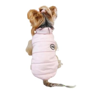 Imagem de Harikaji Casaco de cachorro, casaco de inverno para gatos com zíper, colete para filhotes, fantasia quente para pequenos (rosa, M)