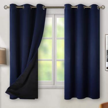 Imagem de Cortinas BGment Navy 100% Blackout 160x160cm com forro preto