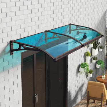 Imagem de Toldo De Pátio Frontal Ao Ar Livre, Toldo Para Entrada De Porta, Toldo De Janela Dossel De Porta Da Frente, Toldo De Janela Curvo, Adequado Para Jardins, Varandas E Port, Blue, 80 * 80cm
