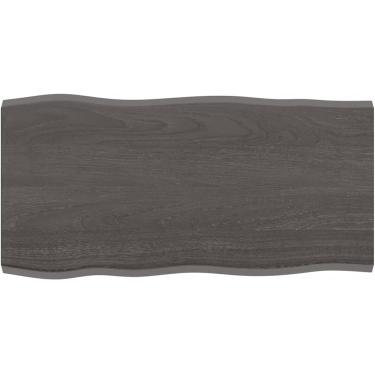 Imagem de Placa de mesa cinzento-escuro 80 x 40 x 2 cm madeira maciça tratada carvalho borda viva, placa de substituição, mesa, bancada