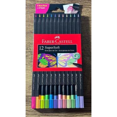 Imagem de Lápis de cor supersoft faber castell 12 cores neon/pastel