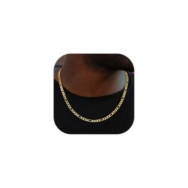 Imagem de Colar de corrente Figaro de 3 a 13 mm da ChainsHouse em aço inoxidável/corrente de elos de fígaro banhada a ouro 18 K para homens e mulheres, 45,7 a 76,2 cm, joias modernas