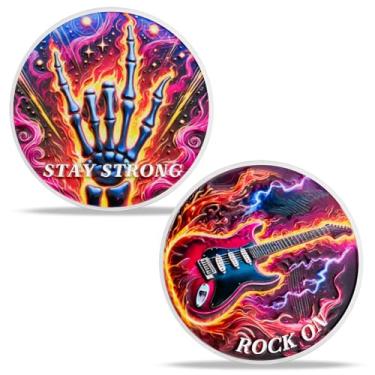Imagem de BHealthLife Moeda de desafio motivacional de guitarra rock - símbolo inspirador para motivar a busca corajosa de si mesmo - presentes engraçados de fichas de jogo para amigos, amantes de guitarra