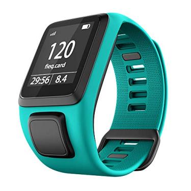 Imagem de RongYooo Pulseiras de substituição TomTom, pulseira de relógio de silicone compatível com TomTom Runner 2 3, TomTom Spark 3, Golfer 2. (azul-verde)