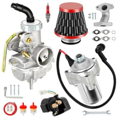 Imagem de EOPOAYI Carburador PZ20 e kit de motor de partida de 3 parafusos compatível com Tao Tao Coolster 125cc 110cc Kazuma Vitacci X-Pro Baja 90 quadriciclo chinês 4 rodas motor de 4 tempos SSR Lifan Pit